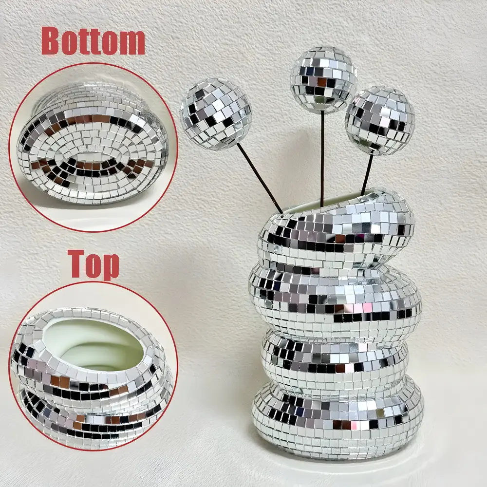 Spiral Patterned Vase with Mirrored Tile Design