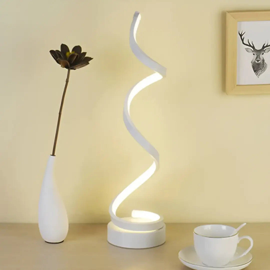 Modern 19W Table Lamp with Dimmer Feature – Spiral LED Design