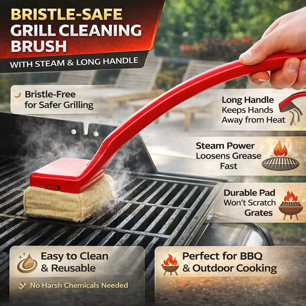 Comfortable Long-Handle Grill Cleaner for Easy BBQ Maintenance