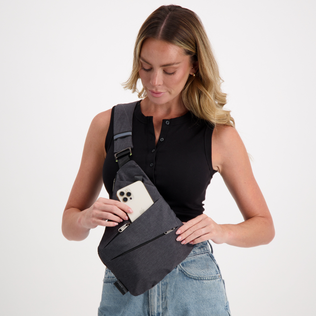 Black Waterproof Crossbody Bag for Women with RFID Protection