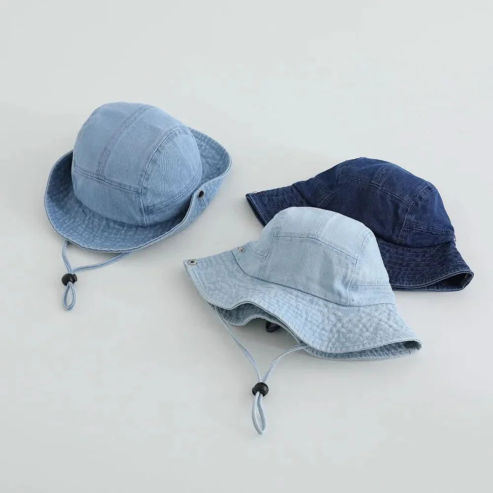 Washed Denim Bucket Hat for Kids – Comfortable Sun Protection