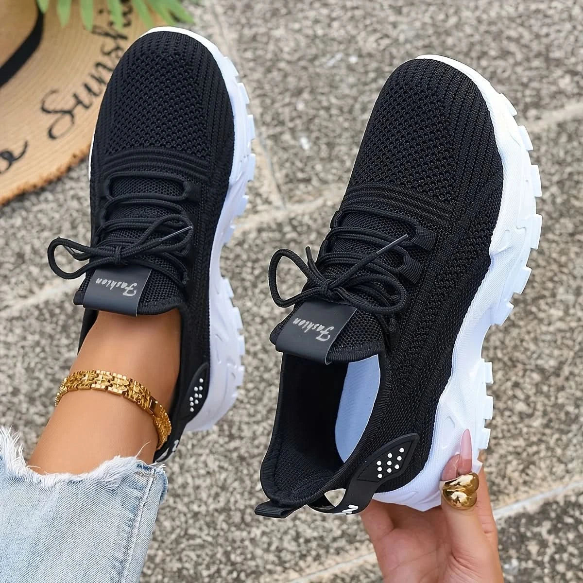 Lightweight Knit Shoes for Women with Non-Slip Grip
