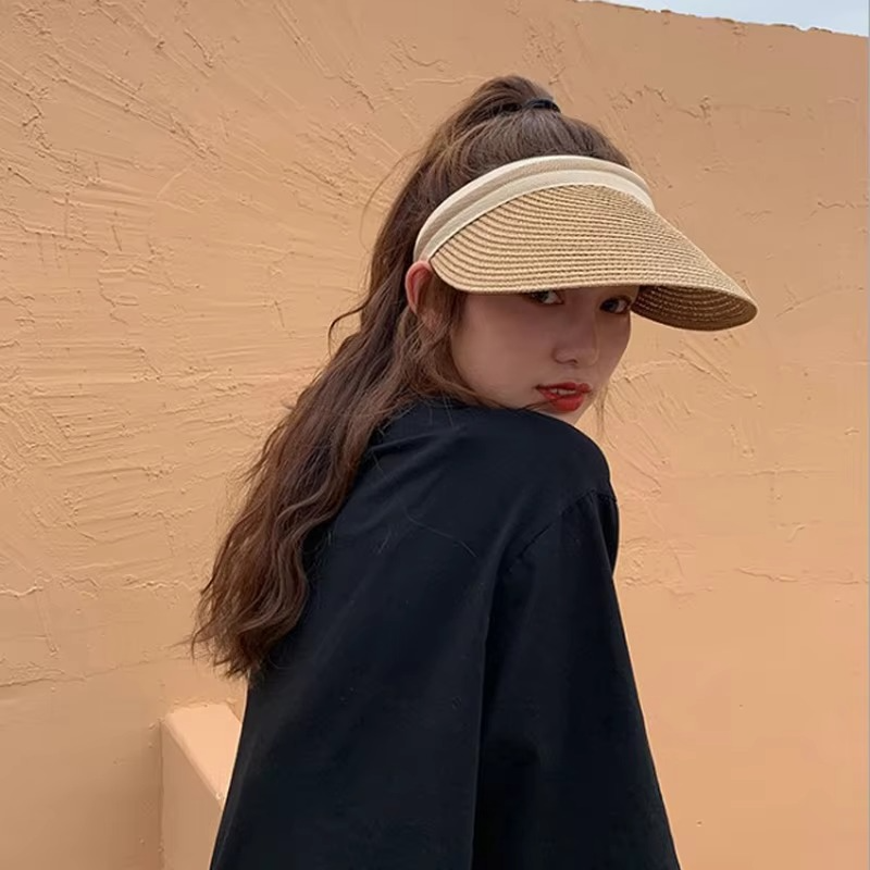 Wide Brim Straw Sun Visor Hat for Outdoor Activities – UV Protection