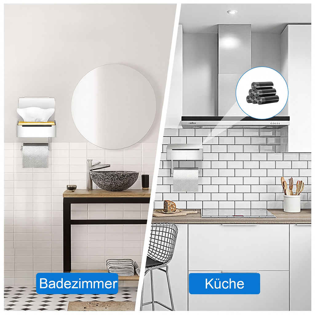Tissue Box and Toilet Paper Holder in Stainless Steel with Shelf