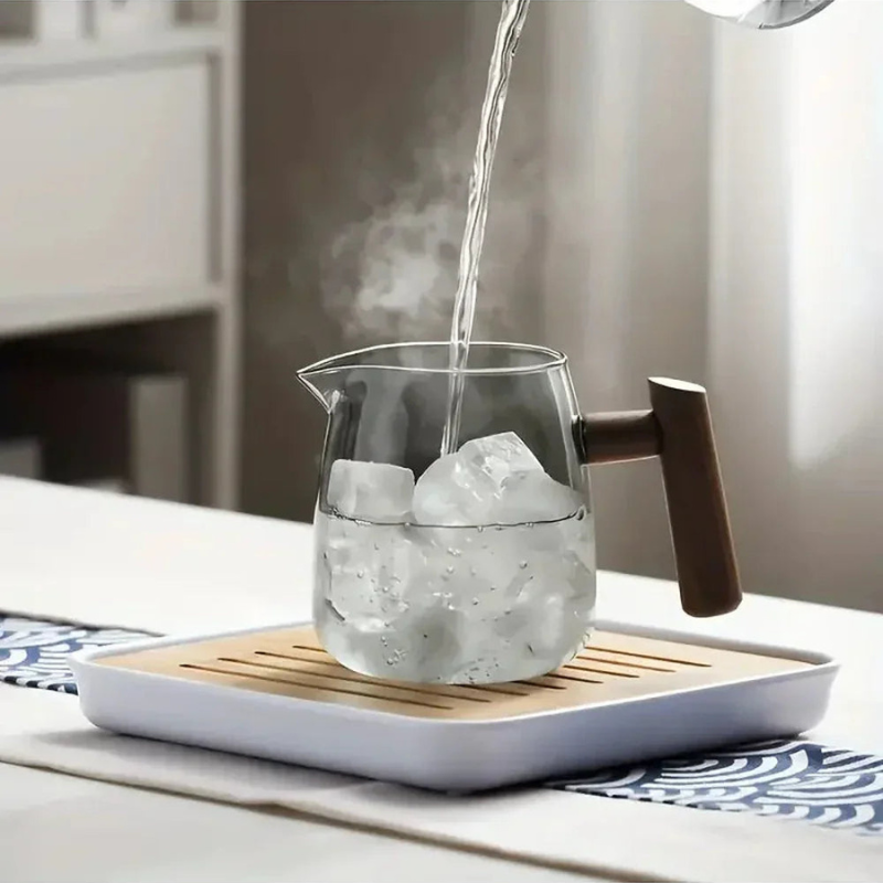 Elegant 600 ml Glass Teapot with Wooden Handle