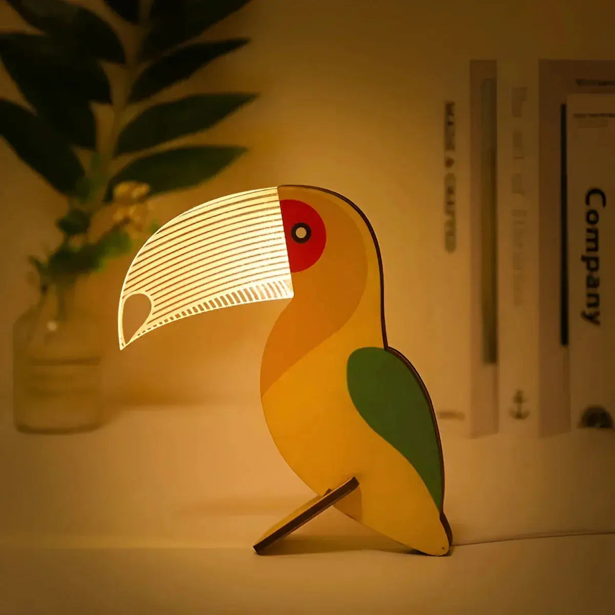 Wooden Animal Silhouette LED Desk Lamp – Touch Control, USB Powered