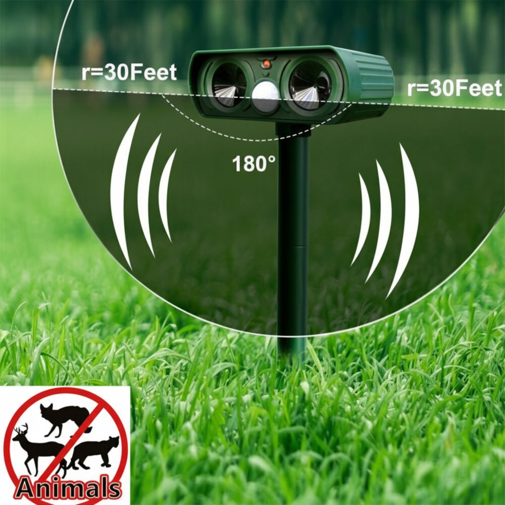 Motion-Activated Ultrasonic Animal Repeller | Weatherproof and Wireless