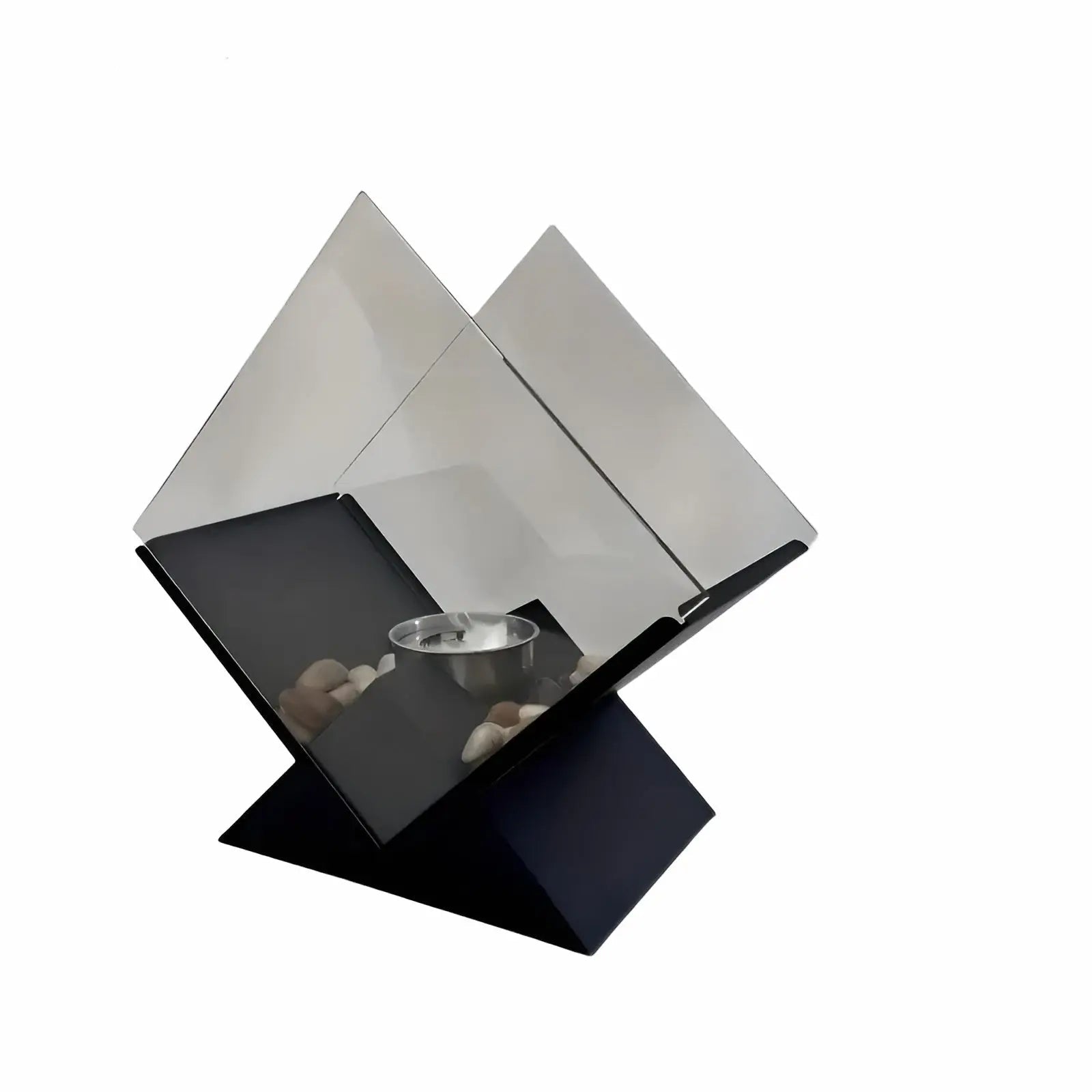 Tabletop Fireplace with Bioethanol – Real Flame and Stone Accent