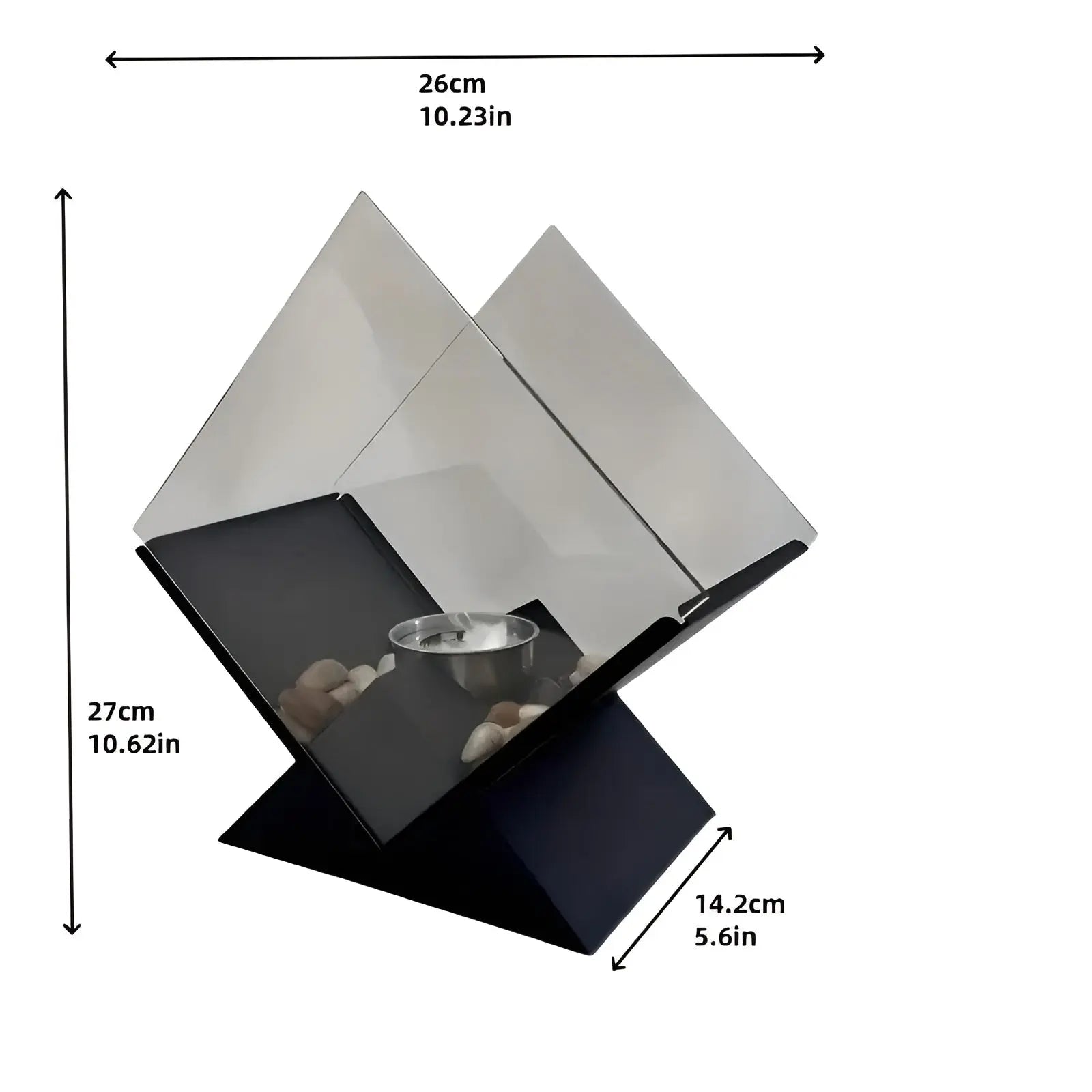 Tabletop Fireplace with Bioethanol – Real Flame and Stone Accent