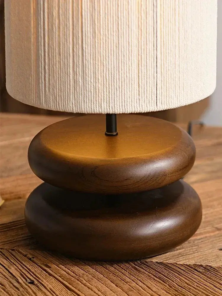 Wooden Base Table Lamp with Fabric Shade – Cozy Natural Style