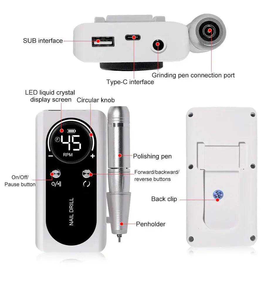 High-Speed Nail Drill 45,000 RPM – Ideal for Home and Professional Use