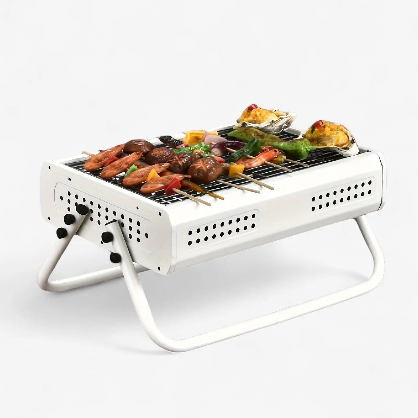 Foldable Charcoal Grill – Portable Design with Adjustable Handles