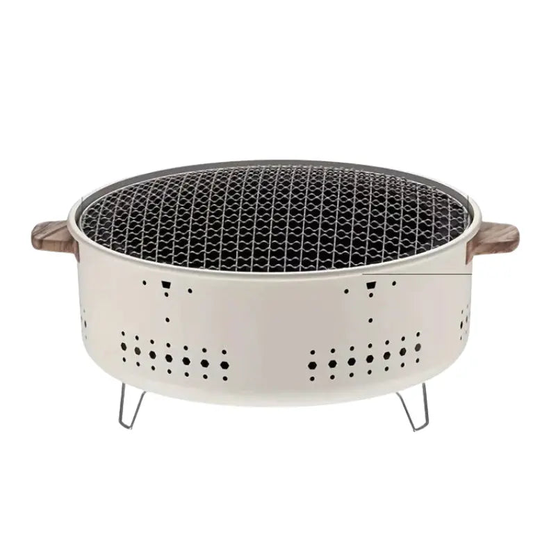 Charcoal Grill with Ventilated Design and Wooden Handles – Portable