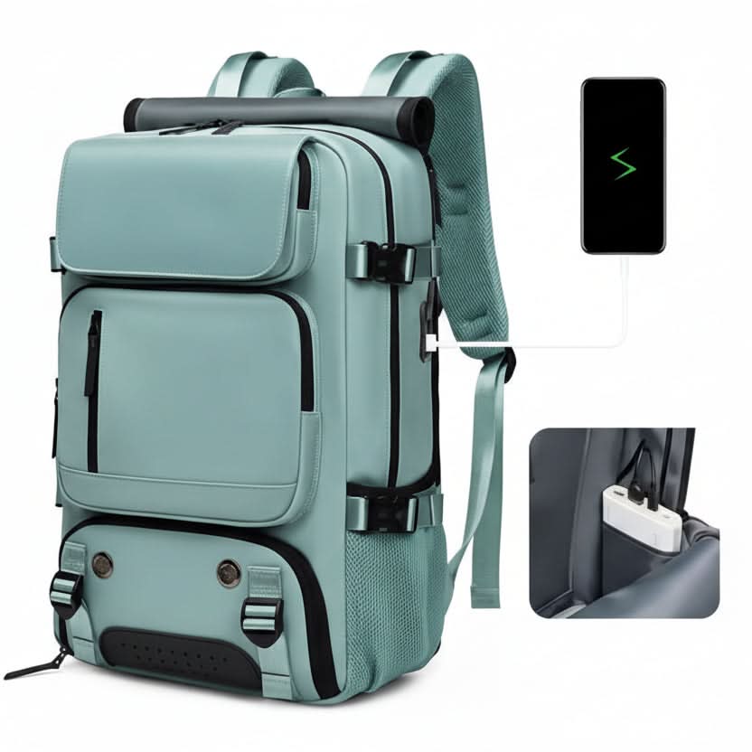Large Waterproof Travel Backpack with USB Charging Port