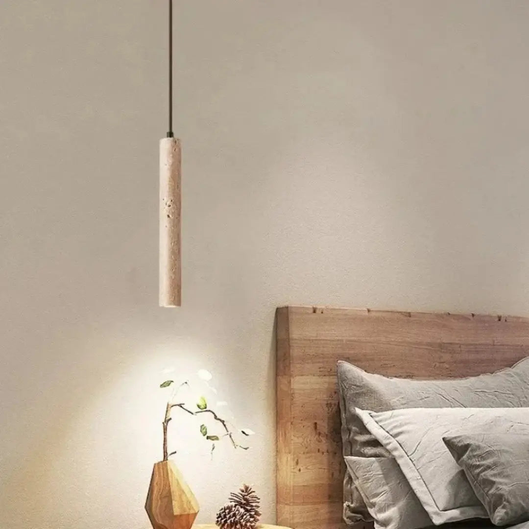 Travertine Pendant Lighting – Wabi-Sabi Design, 3000 K Warm Glow