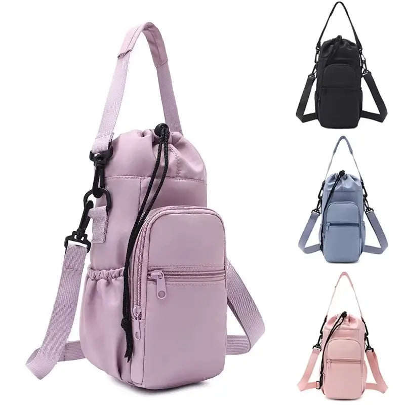 Compact Shoulder Bag with Water Bottle Holder