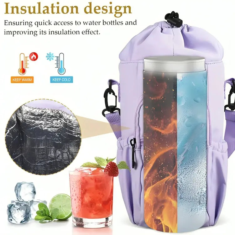 Compact Shoulder Bag with Water Bottle Holder