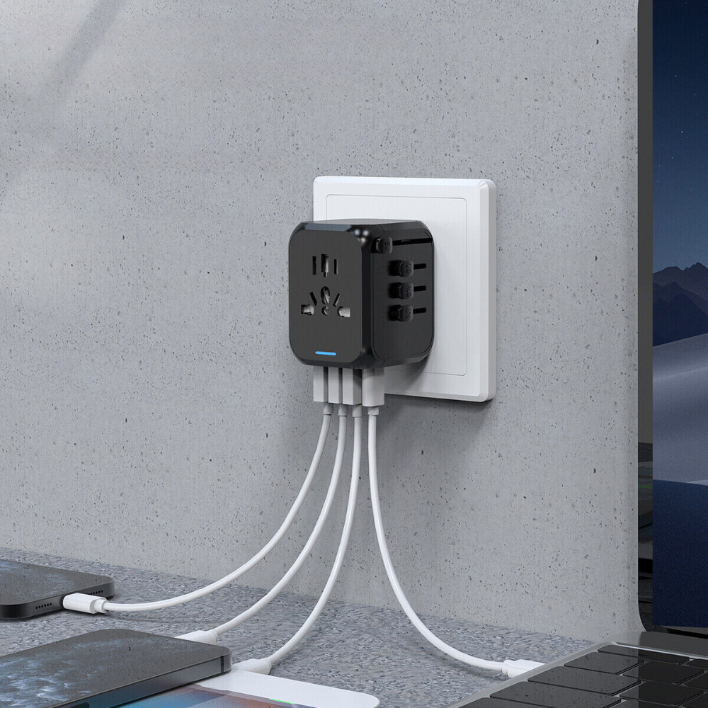 Global Power Adapter with USB Ports - Compact Travel Solution