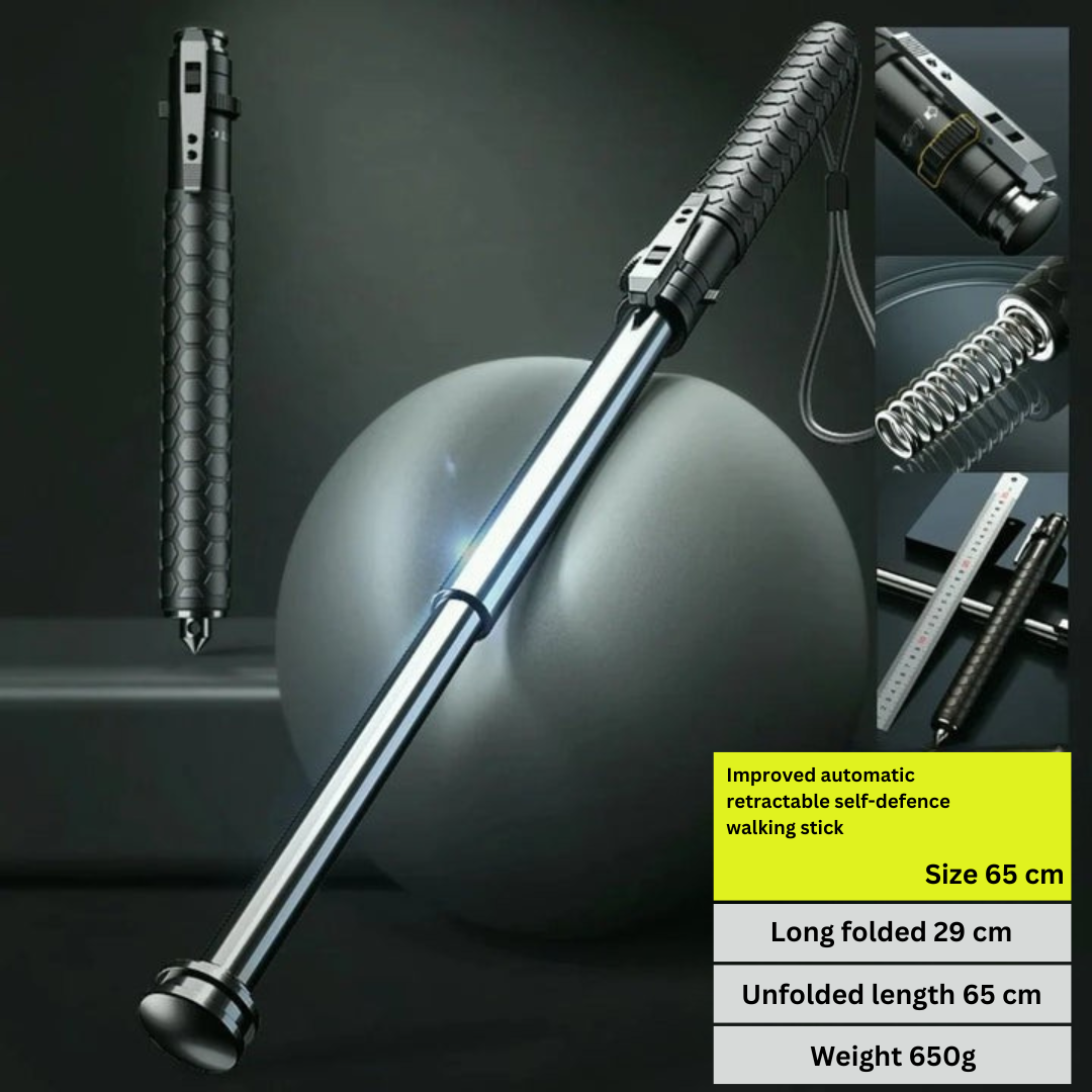 Adjustable Walking Stick for Self-Defense – One-Click Safety Tool