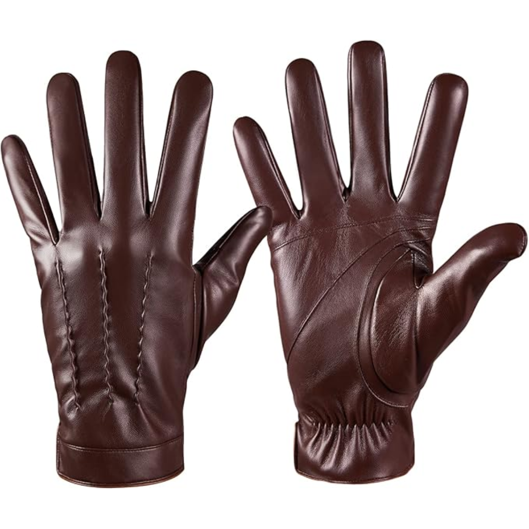 Touchscreen Gloves in Leather with Cashmere Interior Lining