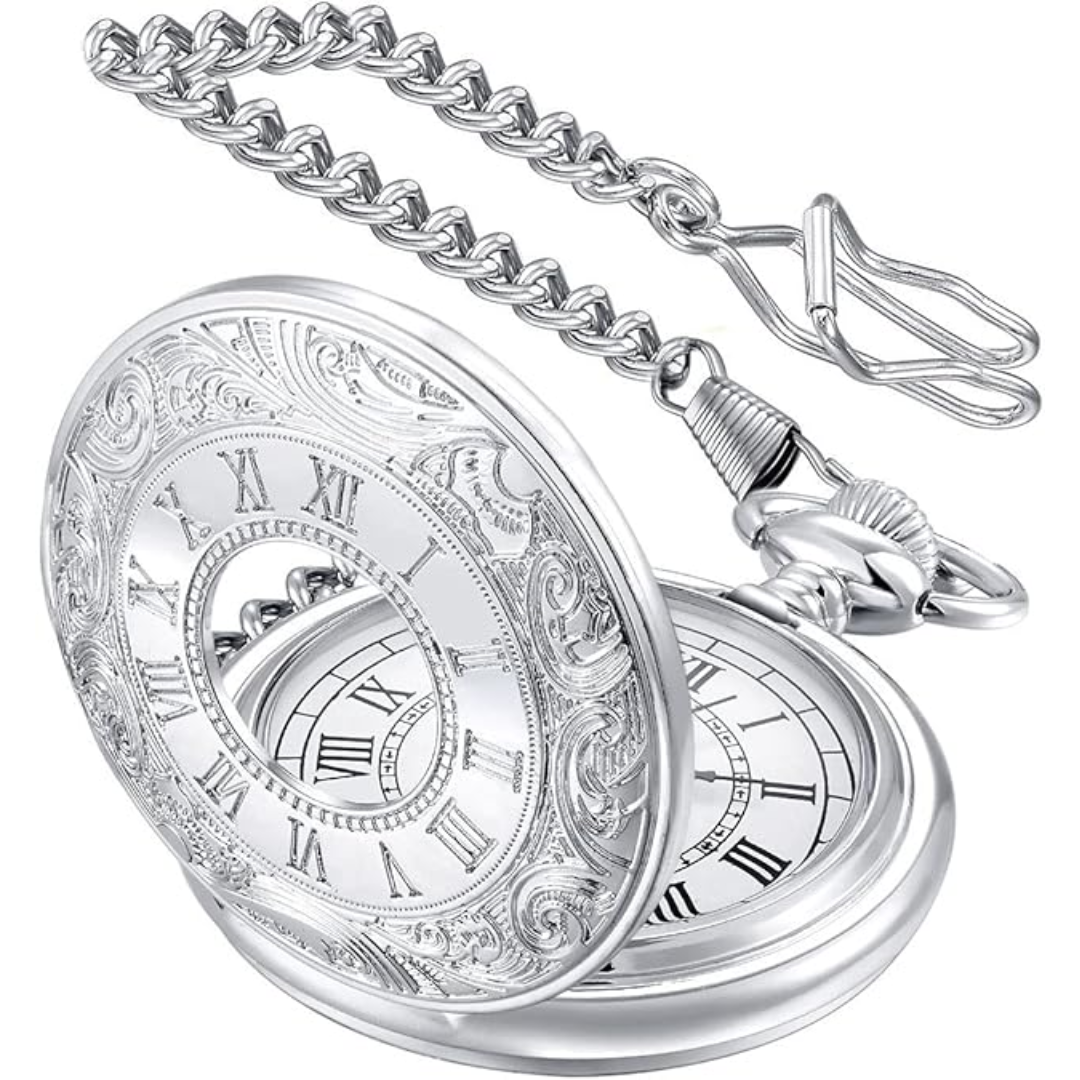 Men's Pocket Watch with Roman Numerals - Classic Style