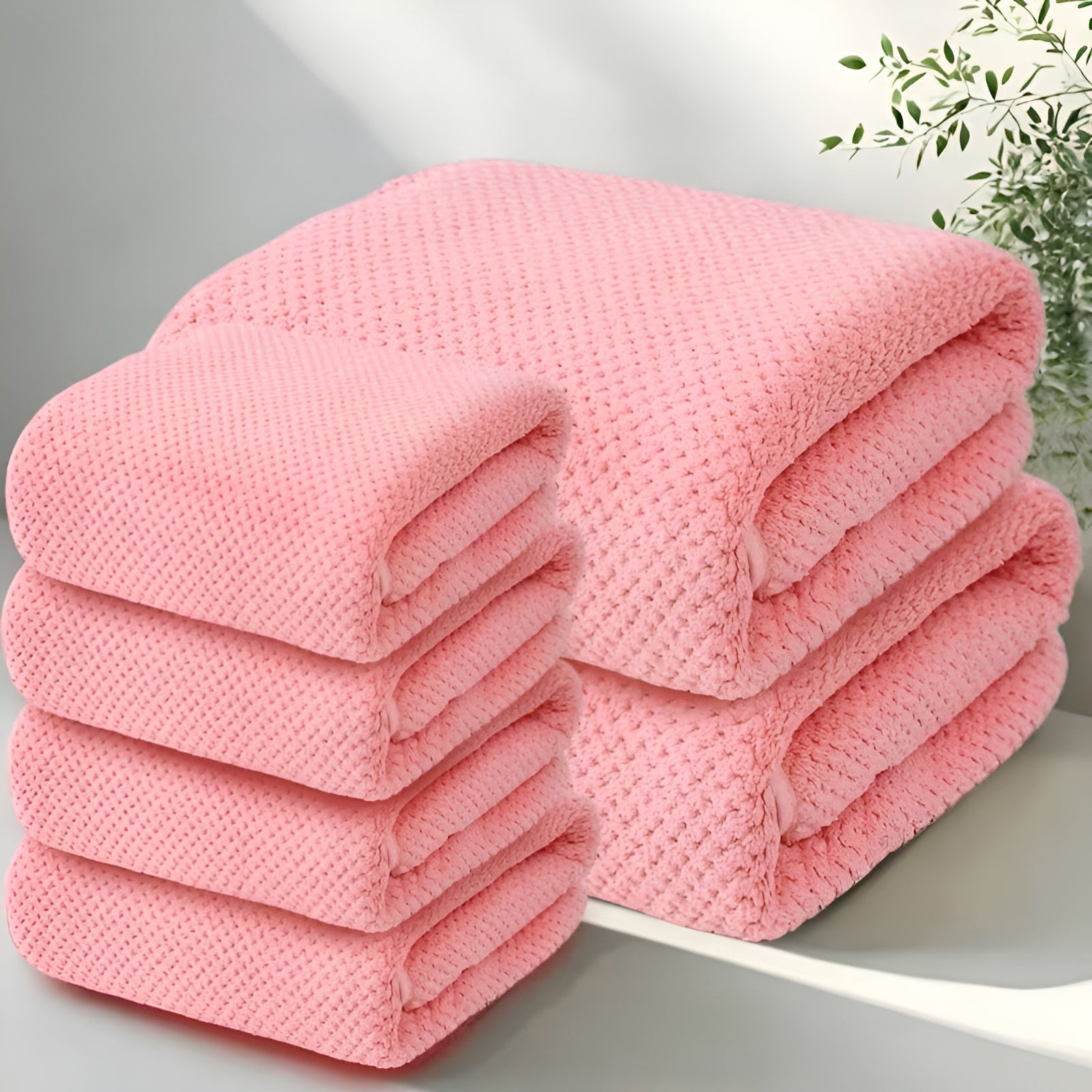 Textured Pattern Microfiber Towel Set – 6 Pieces