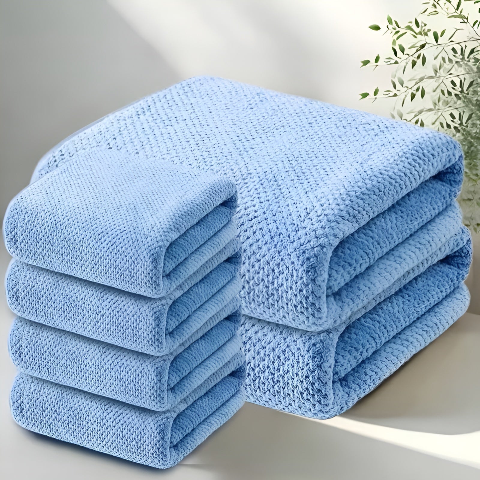 Textured Pattern Microfiber Towel Set – 6 Pieces