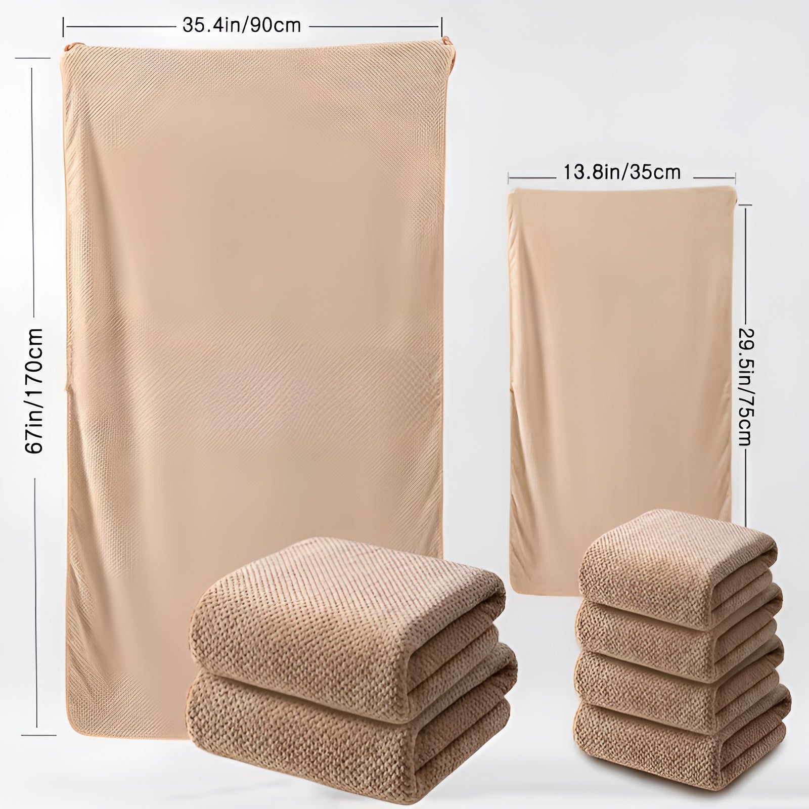 Textured Pattern Microfiber Towel Set – 6 Pieces