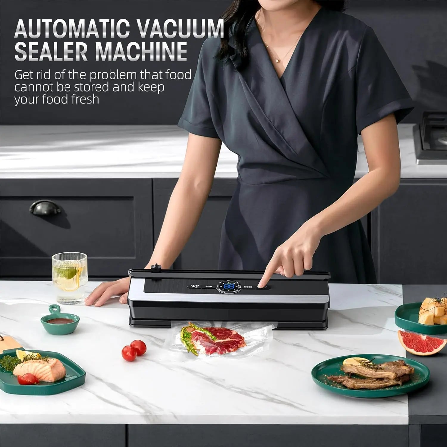 Vacuum Packing Machine with Integrated Bag Cutter – Extended Freshness