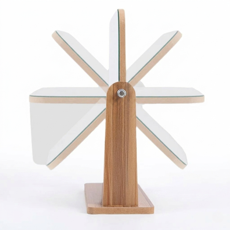 Elegant 360-Degree Rotating Tabletop Mirror with Wooden Frame