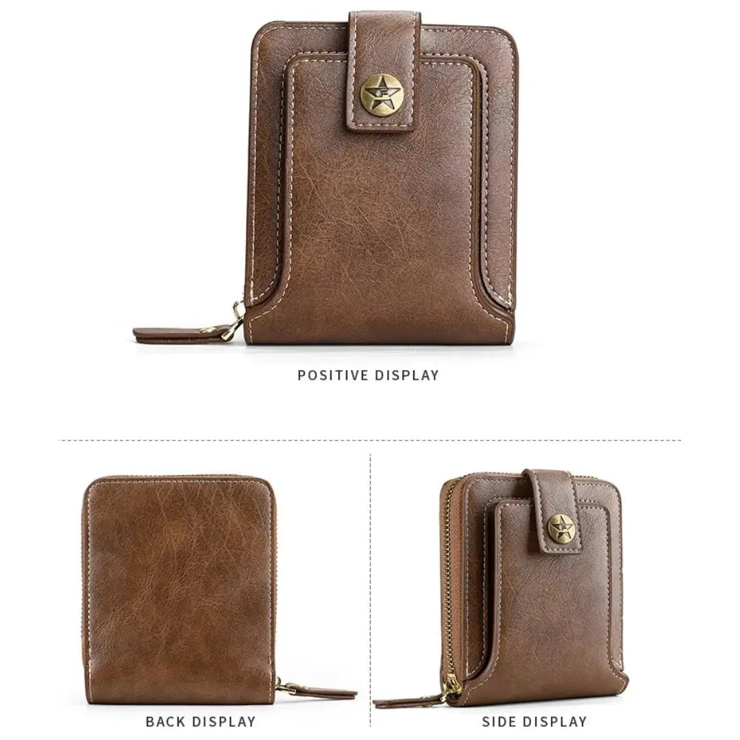 Vintage Style Wallet with Zipper Closure – Card Slots and Coin Pocket