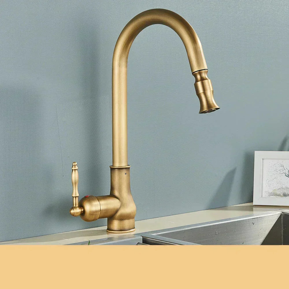 Classic Elegance Brass Kitchen Faucet with Rotating Spout