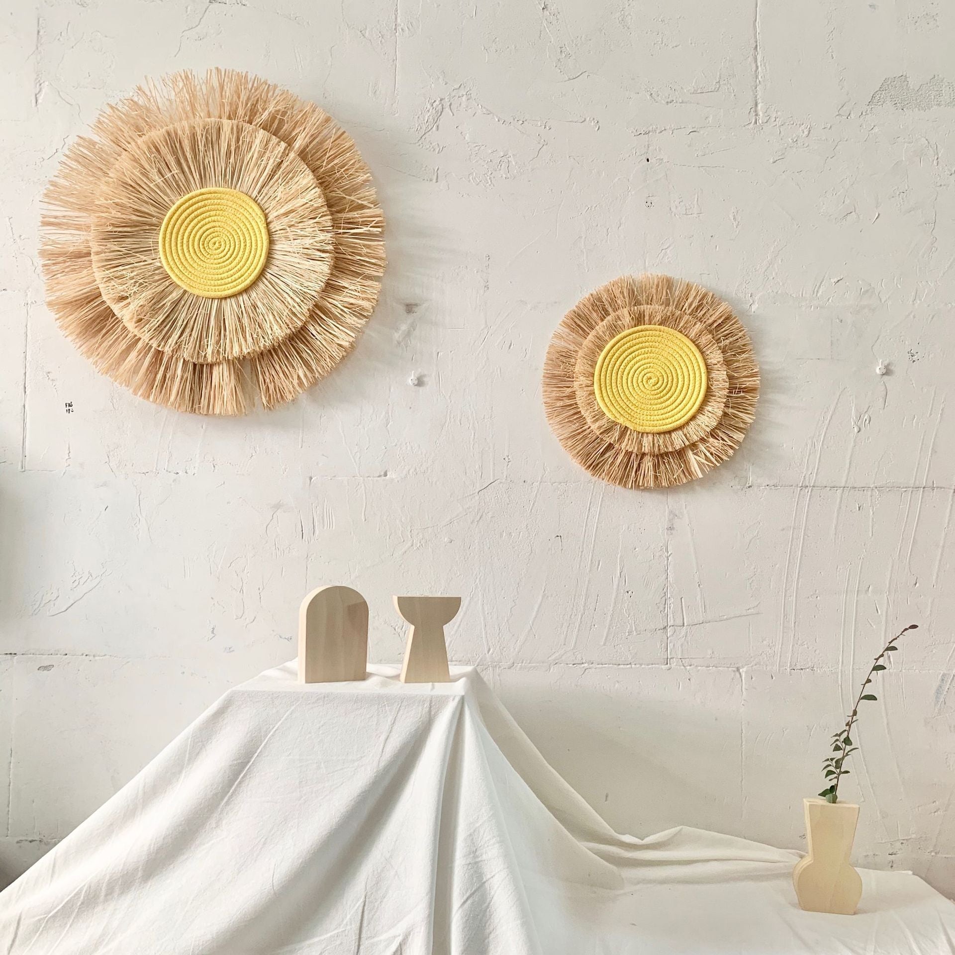 Handcrafted Sun and Moon Wall Hanging in Earthy Tones