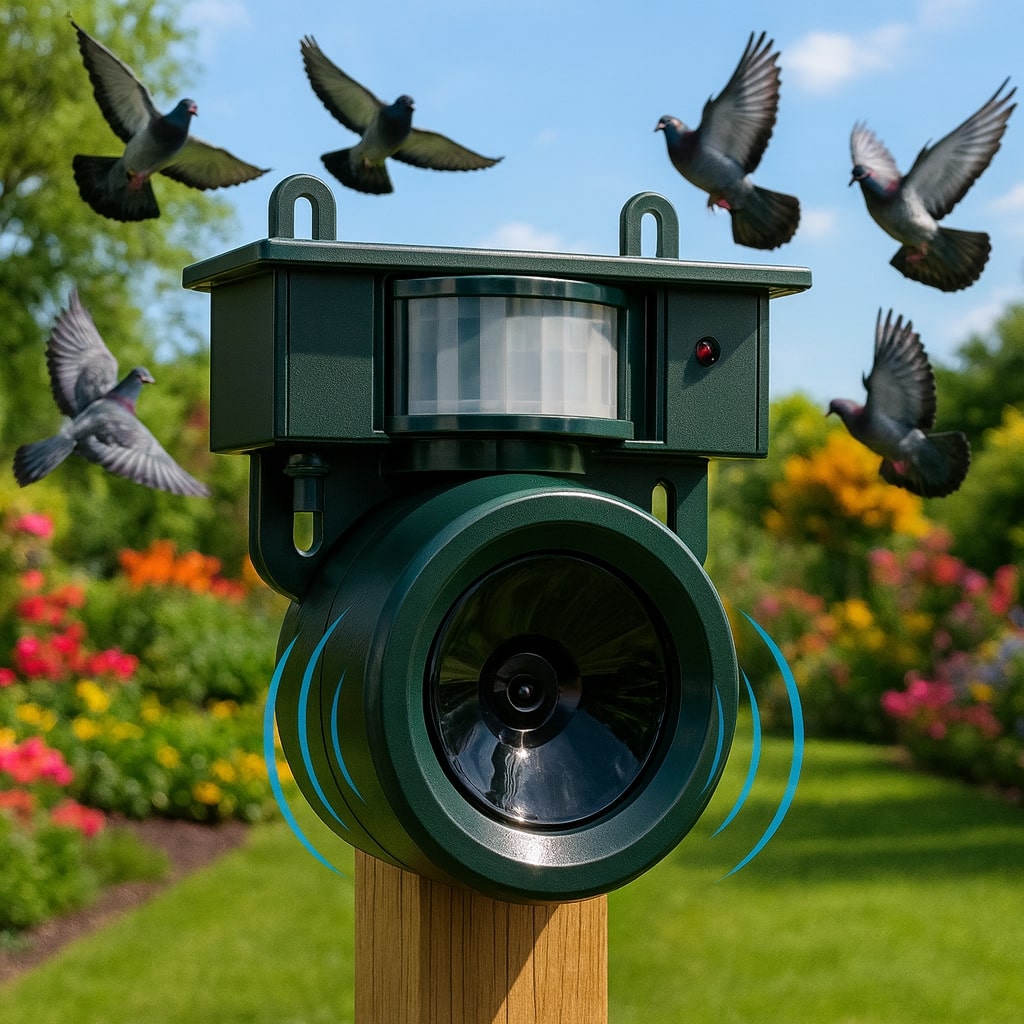 Solar-Powered Sensor with Hawk Sounds for Animal-Friendly Bird Deterrent
