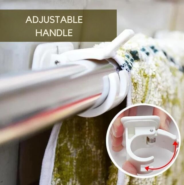 Adhesive Curtain Holders without Drilling | Adjustable & Strong Grip