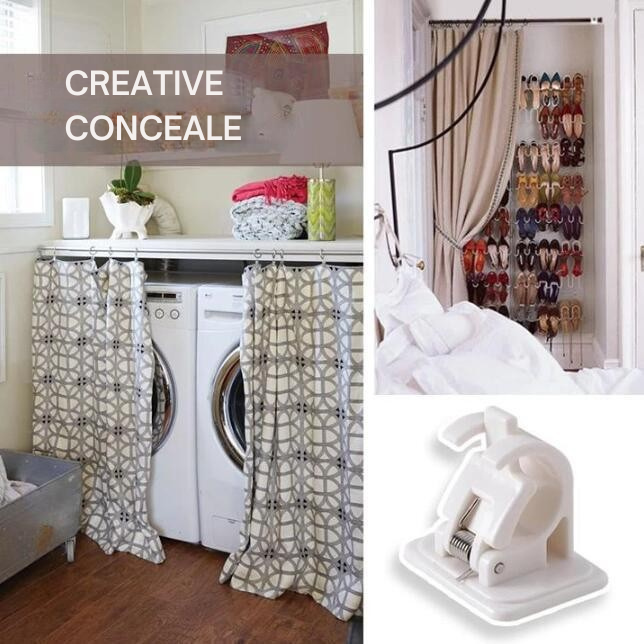 Adhesive Curtain Holders without Drilling | Adjustable & Strong Grip