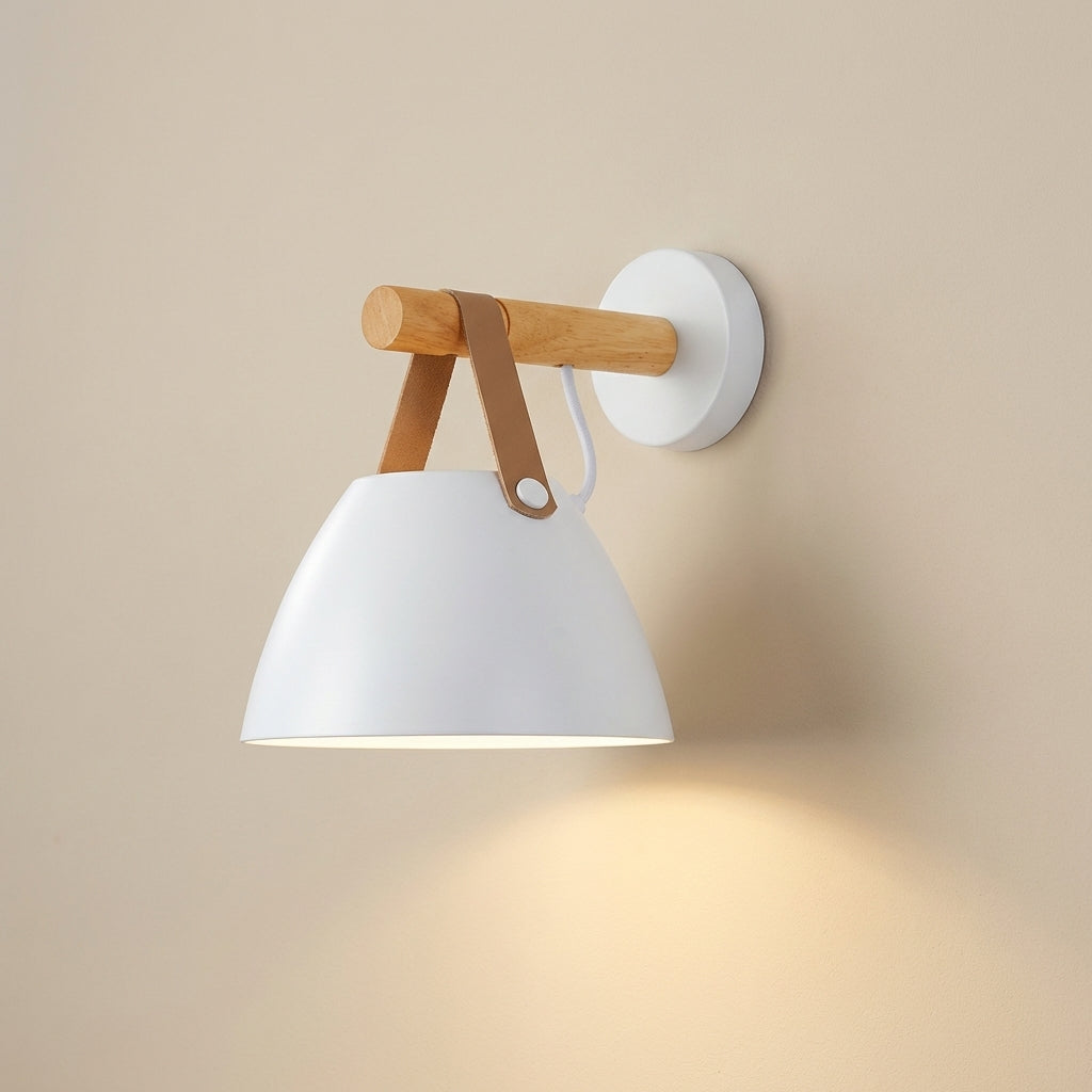 Stylish Indoor Cone Wall Light with Leather Strap
