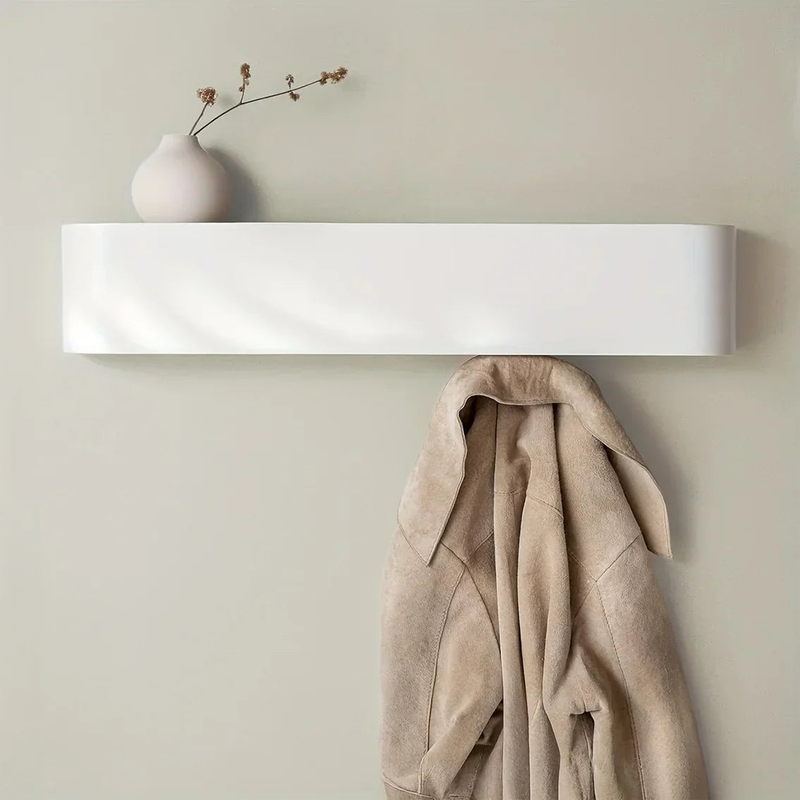 Stylish Space-Saving Coat Rack with Shelf and Foldable Hooks