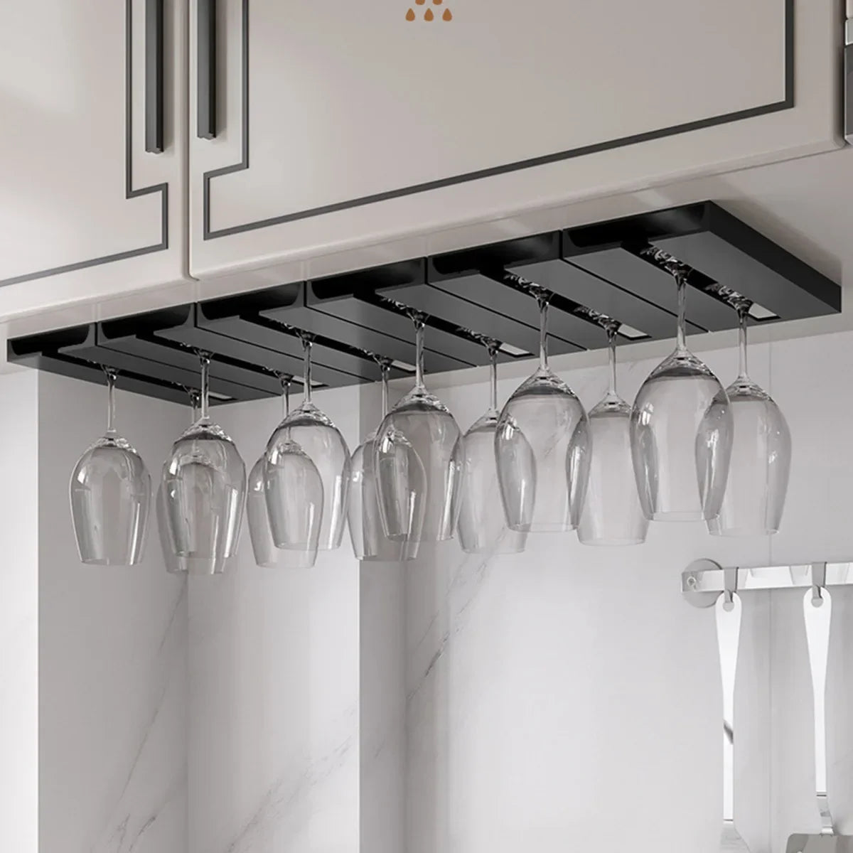 Elegant Wall-Mounted Stemware Organizer with 6 Glass Capacity