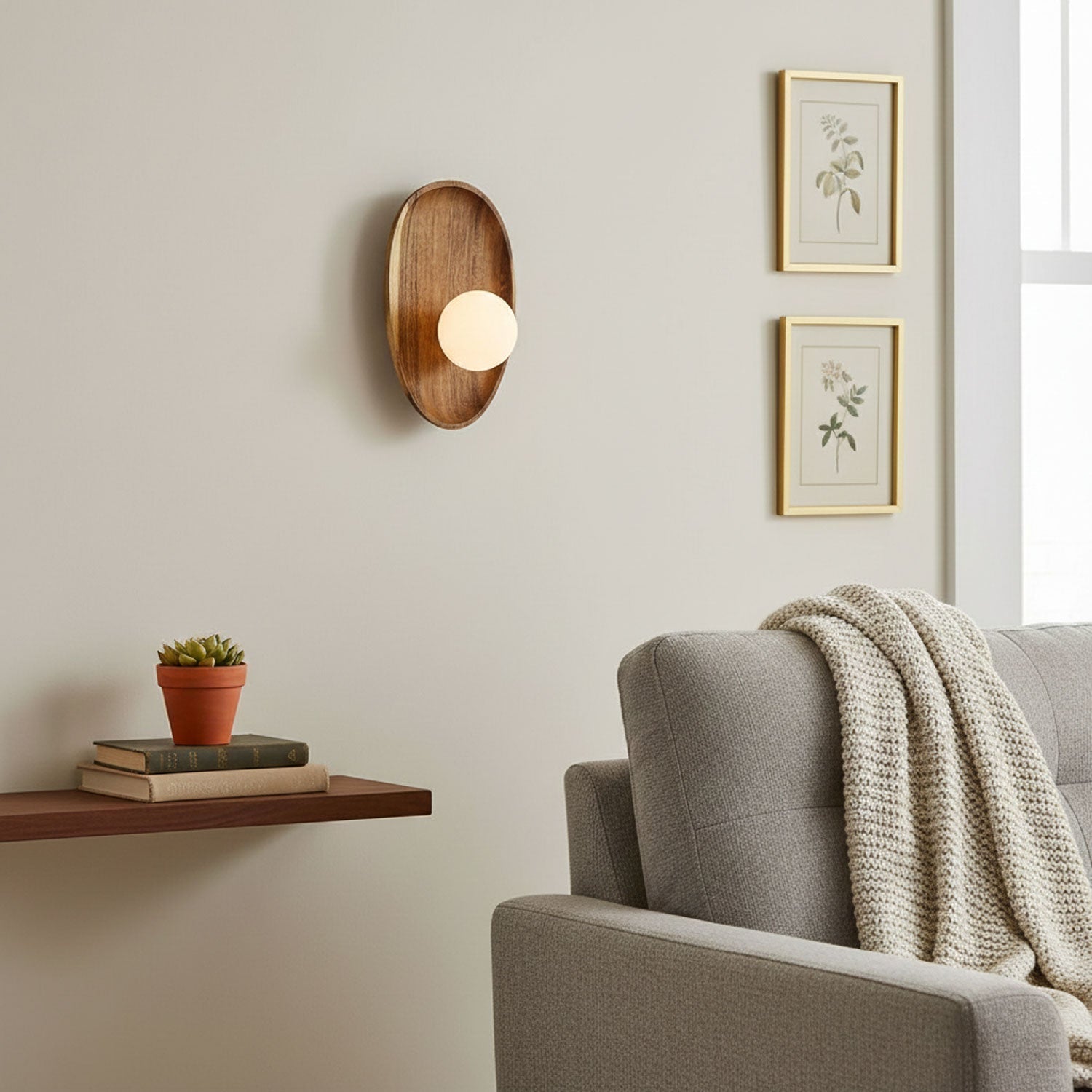 Elegant Indoor Wall Sconce with Wood and Glass Design