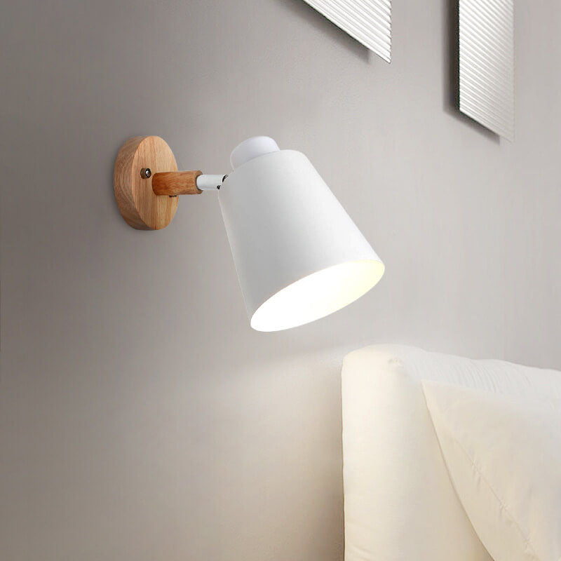 Elegant Indoor Wall Light with Iron and Wood Design