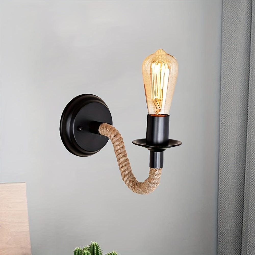 Chic Matte Black Wall Light with Rope and Glass Design