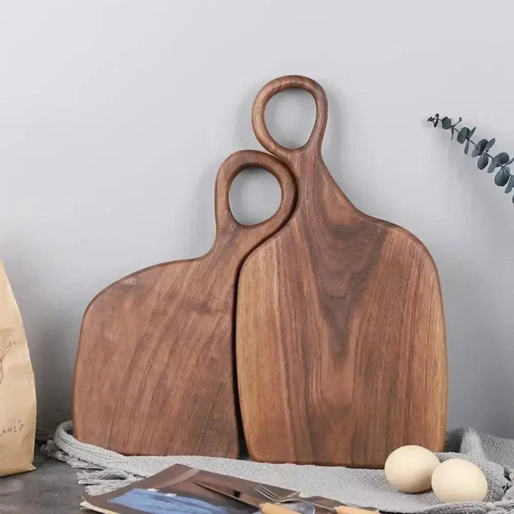 Set of 2 Walnut Chopping Boards – Features Hanging Loop Handle