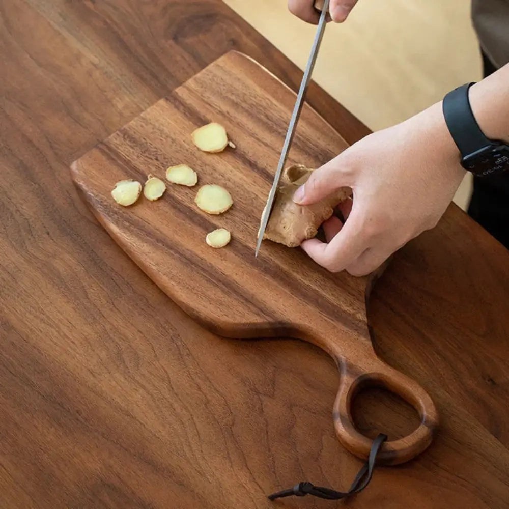 Set of 2 Walnut Chopping Boards – Features Hanging Loop Handle