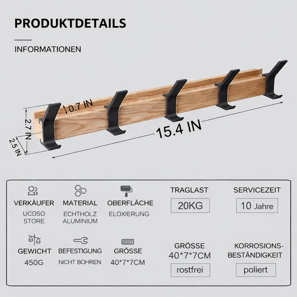 Wall-Mounted Coat Rack with Adjustable Double Hooks for Space-Saving Organization