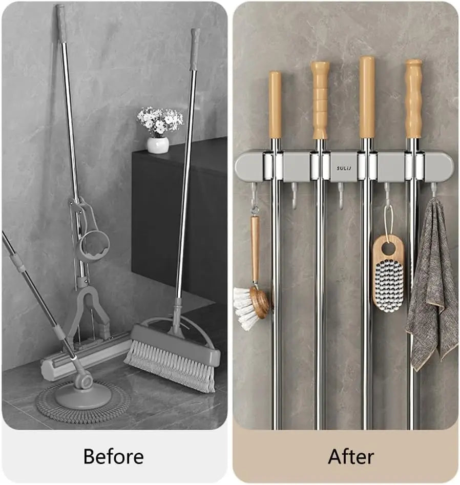 Tool Organizer for Brooms and Mops - Wall-Mounted Storage Solution