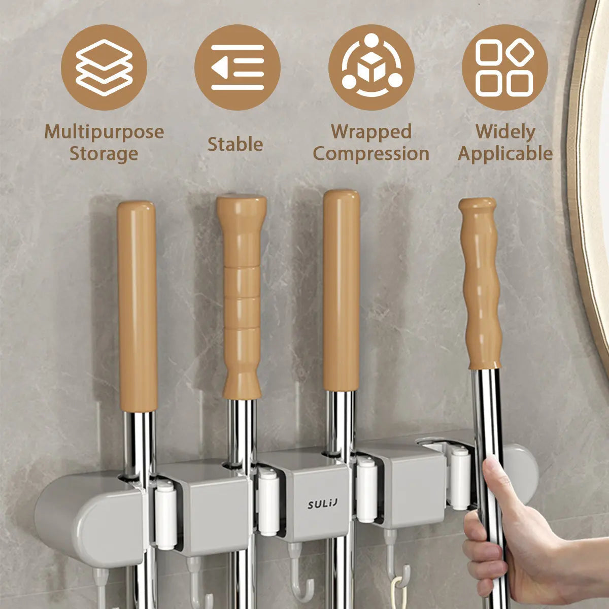 Tool Organizer for Brooms and Mops - Wall-Mounted Storage Solution