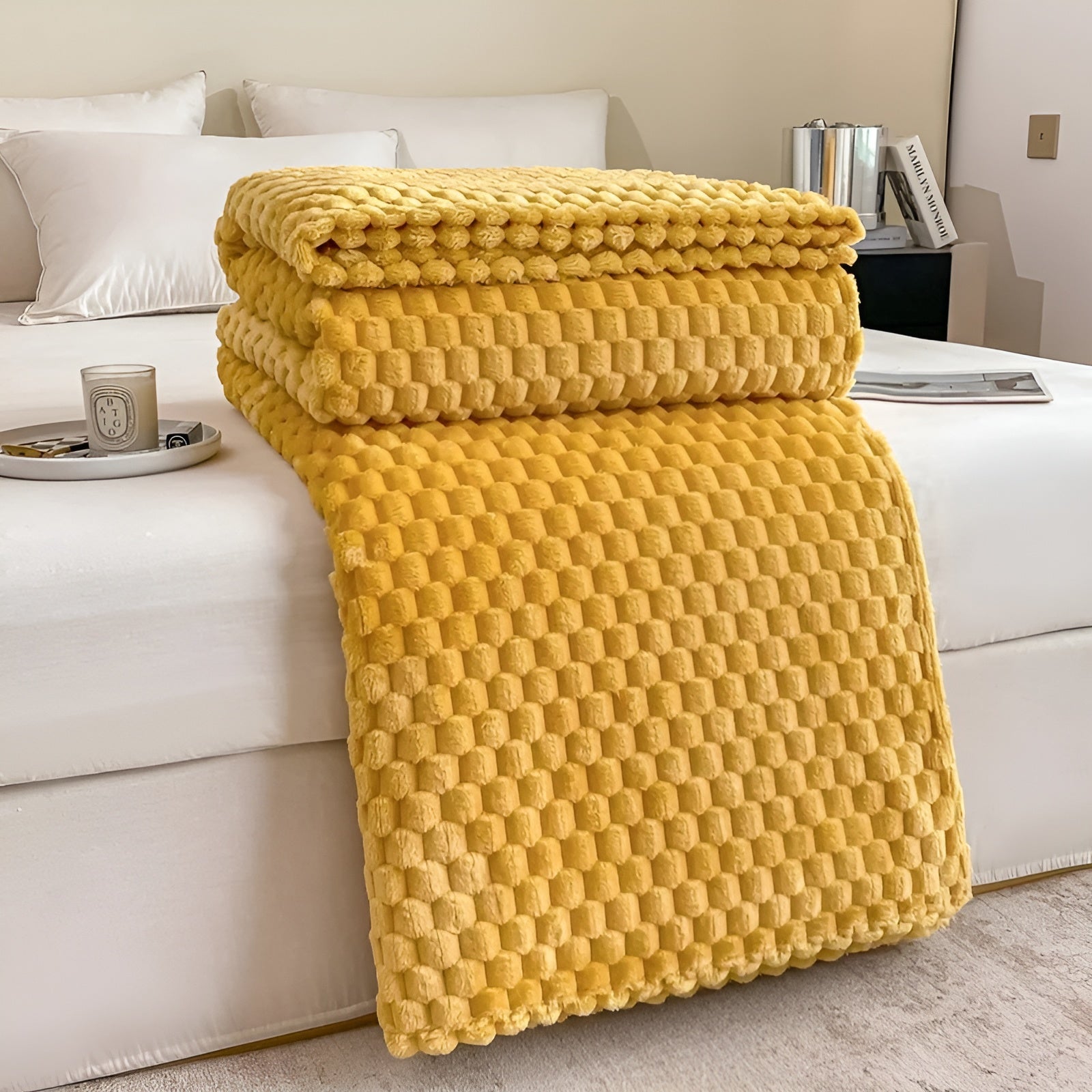 Quilted Texture Microfiber Blanket – Soft and Cozy Throw