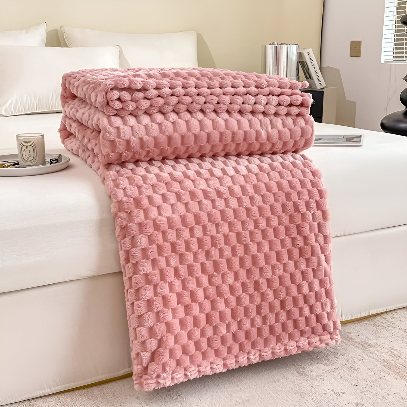Quilted Texture Microfiber Blanket – Soft and Cozy Throw
