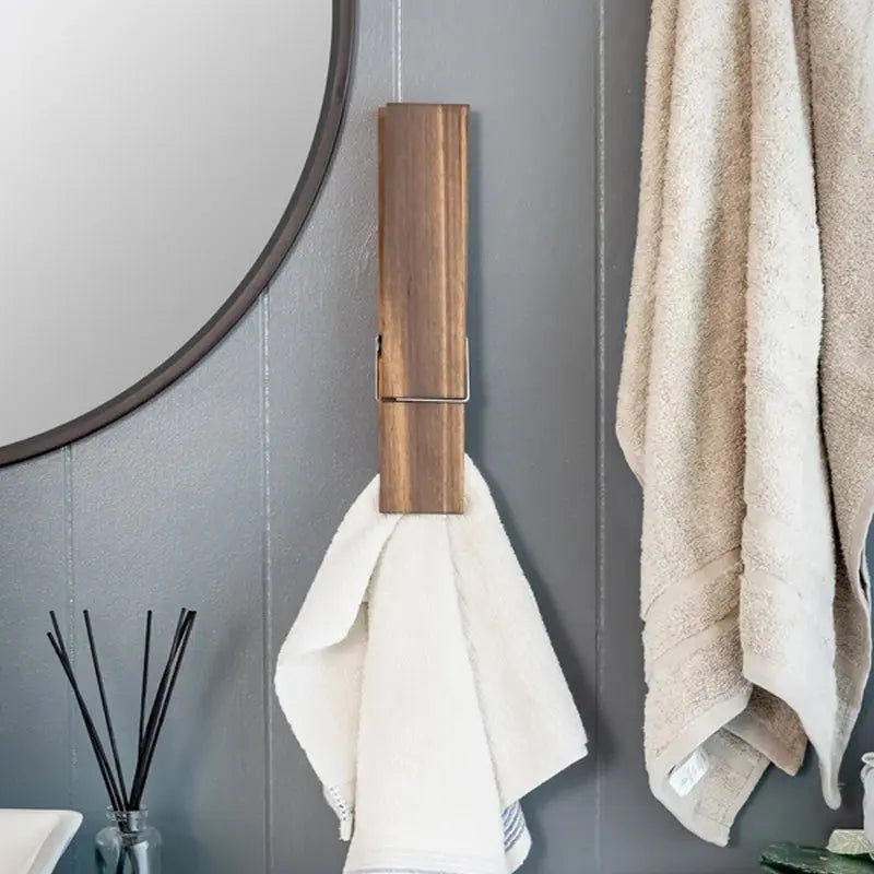 Towel Holder with Clothespins for Bathroom Use